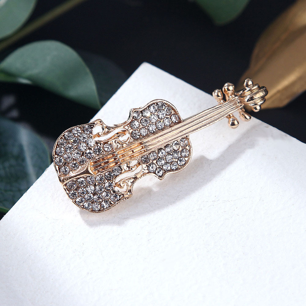 Fashion Guitar Alloy Plating Rhinestones Unisex Brooches display picture 4