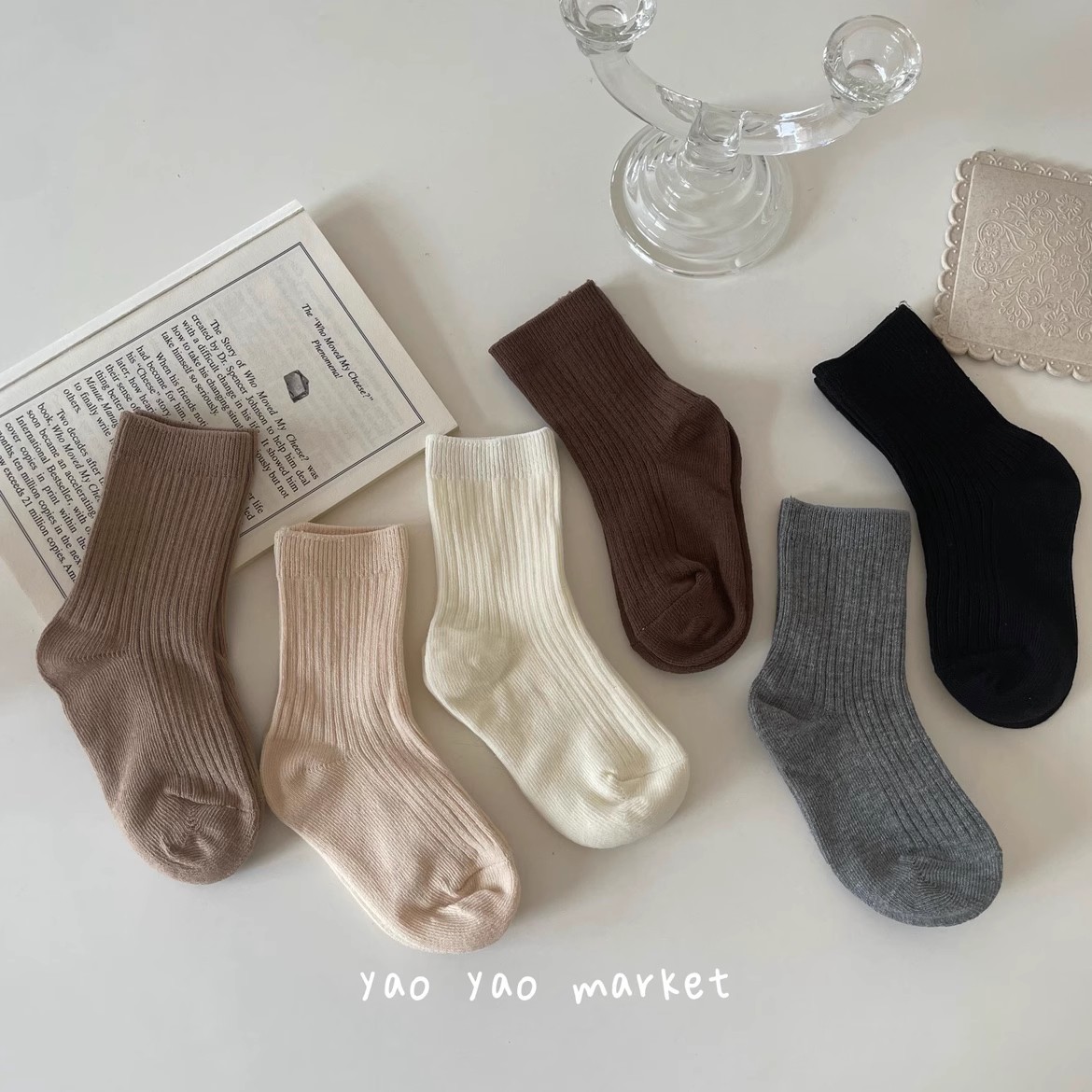 Children's Socks Boys Spring and Autumn Cotton Socks Children's Socks Cotton Socks Mid-tube Socks Japanese Korean Style Solid Color Girls Baby Socks