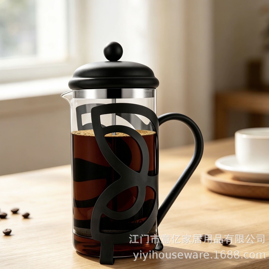 Glass Butterfly French Press Pot, High Borosilicate Glass, Household Milk Frother, Filter, Hand-brewed Coffee and Tea Maker