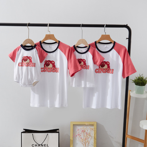 Parent-child summer clothing, short-sleeved T-shirts, whole family mother-in-law, mother-in-law and baby clothes, family of three, four, hundred-day baby photo