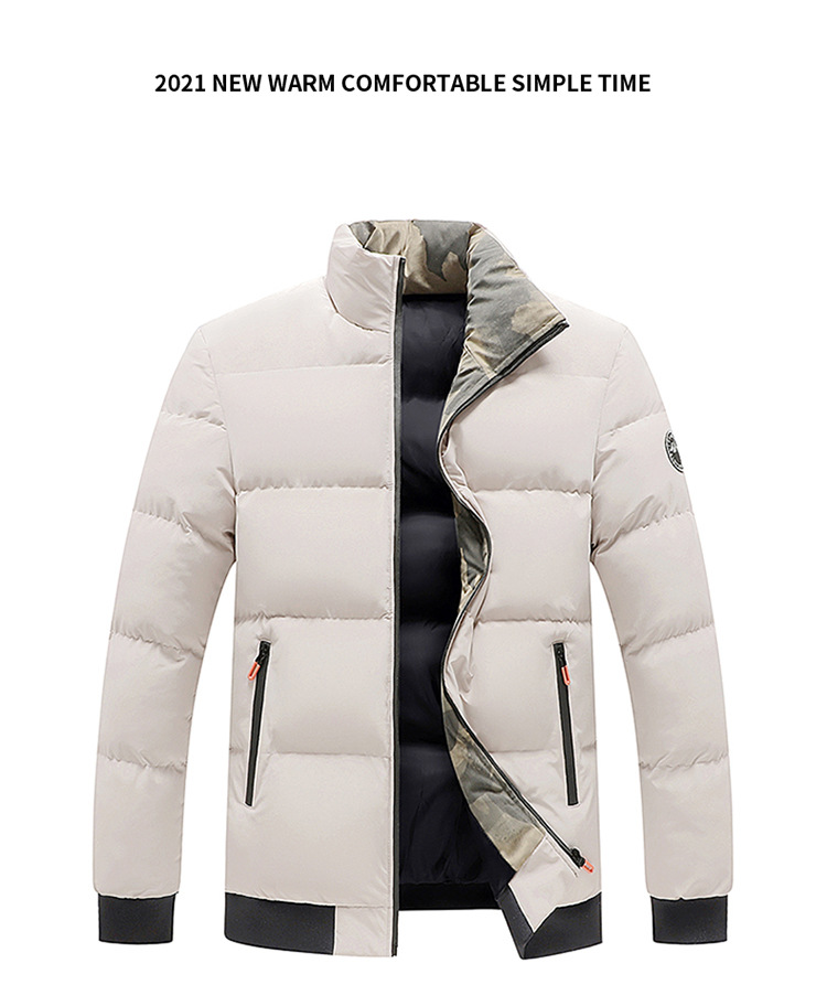 Men's Winter Padded Jacket With Stand Collar Slim Fit Quilted Coat_voghion.com