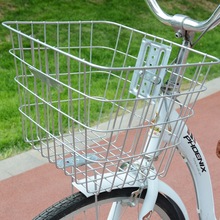 自行车前车筐电动车前置篮子铁框筐电瓶车蓝筐单车通用加大车篓子