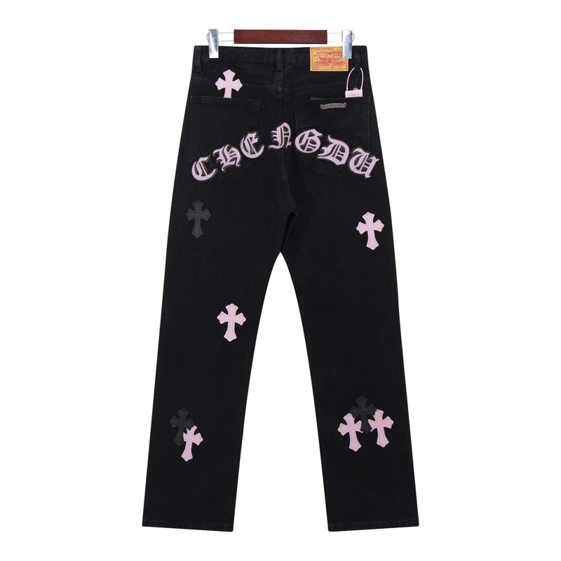 25 正しいバージョン CH クロウクロスレザー刺繍ウォッシュジーンズカップルルーズデニム卸売ドロップシッピング|undefined