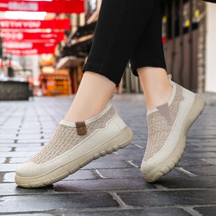 Spring and Autumn New Old Beijing Cloth Shoes Breathable Single Shoes Non-Slip Soft Sole Lightweight Women's Shoes Women's Casual Mom Shoes