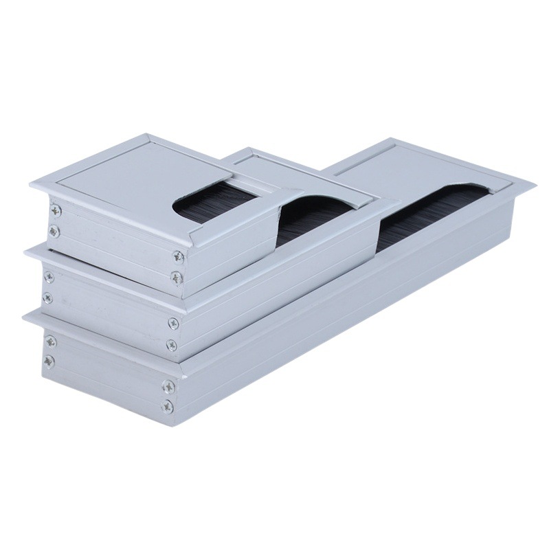 Caja de enhebrado de aleación de aluminio escritorio de la computadora caja de enhebrado rectangular caja de enhebrado de muebles de oficina ranura de cableado Accesorios
