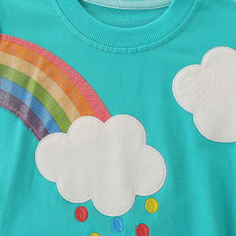 Suministro transfronterizo de sudaderas nuevas de otoño para niñas, estilo europeo y americano, jerseys bordados de manga larga para niños pequeños, dropshipping de una sola pieza