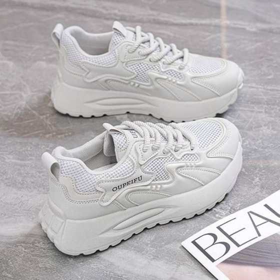 Summer Women's Shoes New Breathable Mesh Sports Shoes Women's Korean Version Versatile Thick-Soled Casual Soft-Soled Running Dad Shoes
