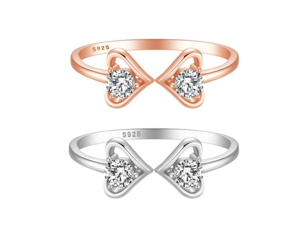 2g Weight Open Rings Classification Adjustable Ring Size 1 Piece Quantity Sterling Silver Heart Shape Open Rings