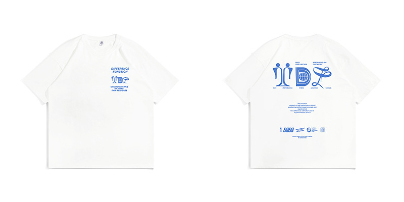 Vyriški trumpomis rankovėmis 220 g pavasario-vasaros medvilniniai laisvi marškinėliai paaugliams su kinišku abstrakčiu spaudiniu_voghion.com