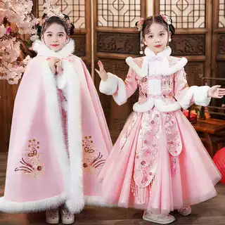 Y拜年服女童冬季汉服冬款2025新款儿童过年服新年喜庆衣服加厚秋