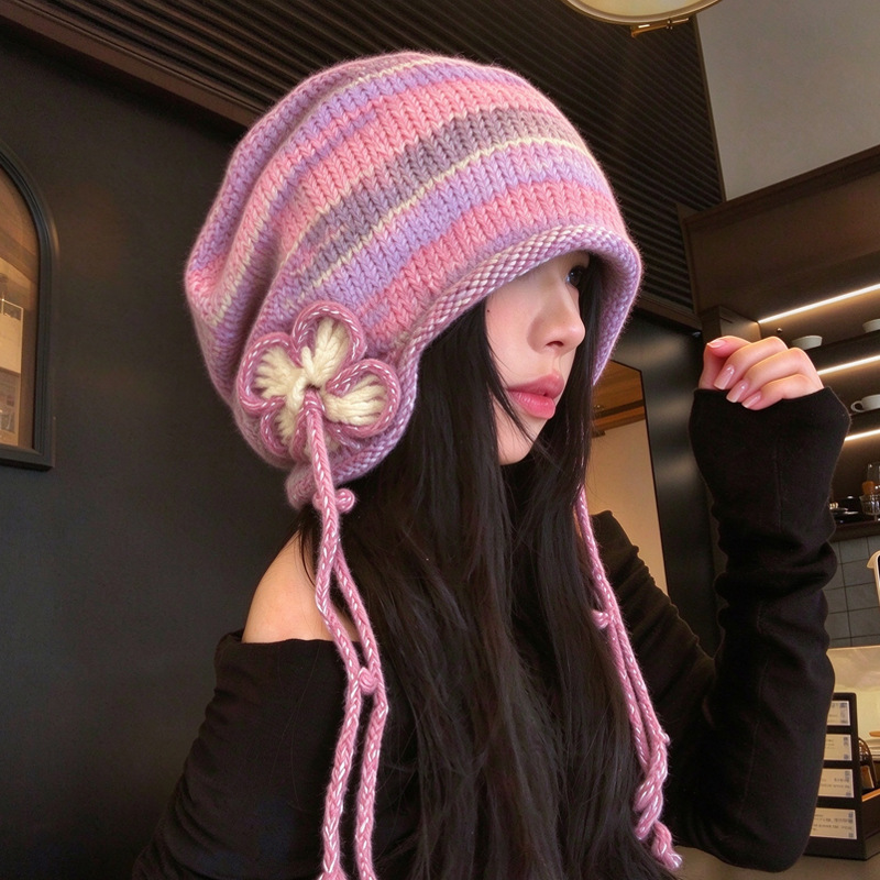 2026新款大头围针织堆堆帽秋冬季百搭显脸小毛线帽韩系保暖帽子女