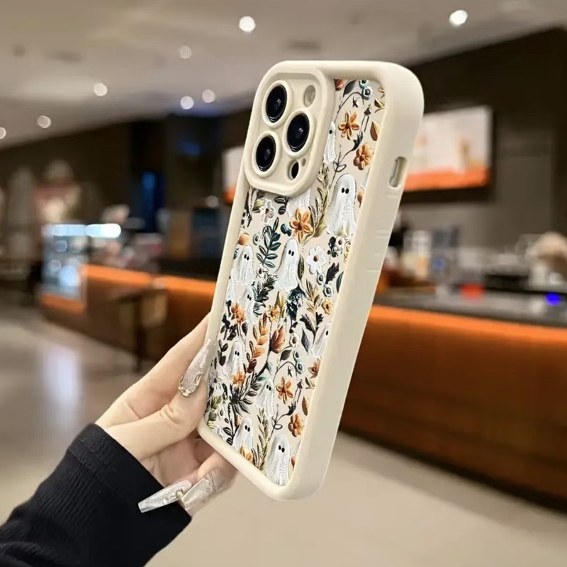 花朵幽灵适用苹果16promax手机壳iPhone16/15/14硅胶12Pro防摔15P|undefined