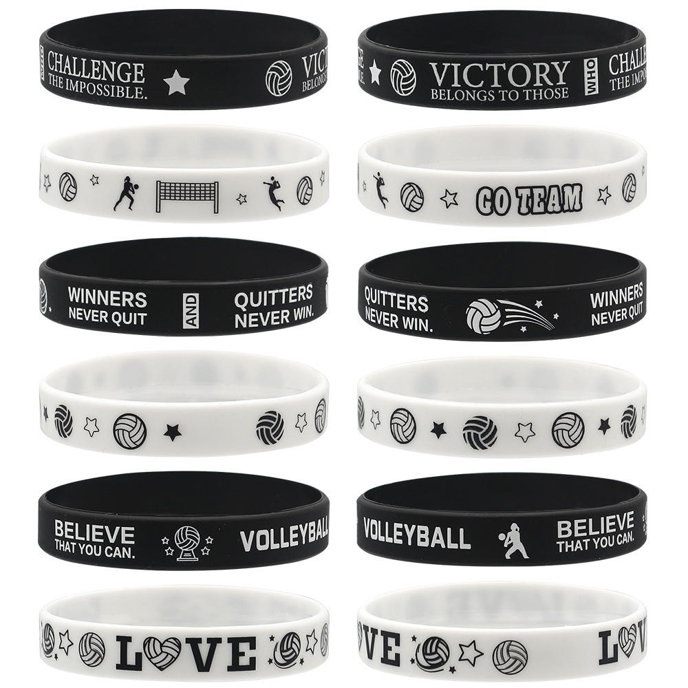 Cross-Border Popular Volleyball Theme Silicone Bracelet Inspirational Text Sports Wristband Unisex Fashion Simple Decoration