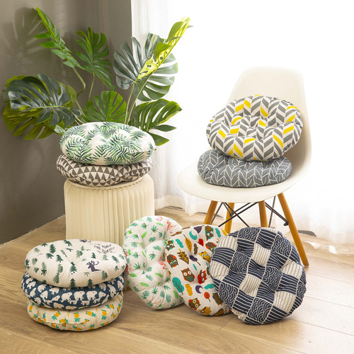 Round cushion in Instagram style, simple and elegant, cotton linen, thick buttock cushion, office, dormitory, student chair cushion, futon