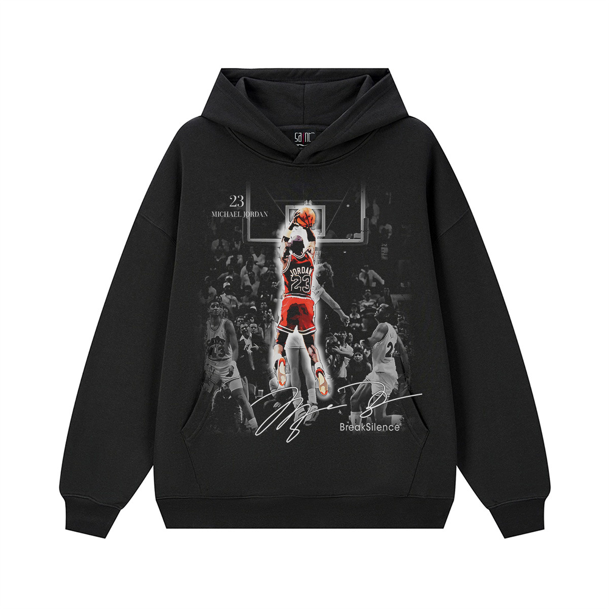 블랙 후드 스웨트셔츠