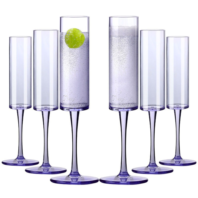 Copa de champán transparente de material PS, 5.5 oz/175 ml, copa de champán alta de plástico, fabricante, venta directa al por mayor image 14
