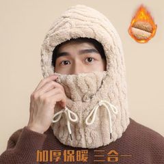 冬天帽子新款加绒毛线帽男女户外防寒防风加厚套头帽护耳保暖棉帽
