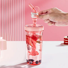 Cute Tiger Shaker Cup with Thick Plastic Straw, Adorable Cartoon Water Cup, Portable Large Capacity Juice Cup, Live Streaming Dropshipping