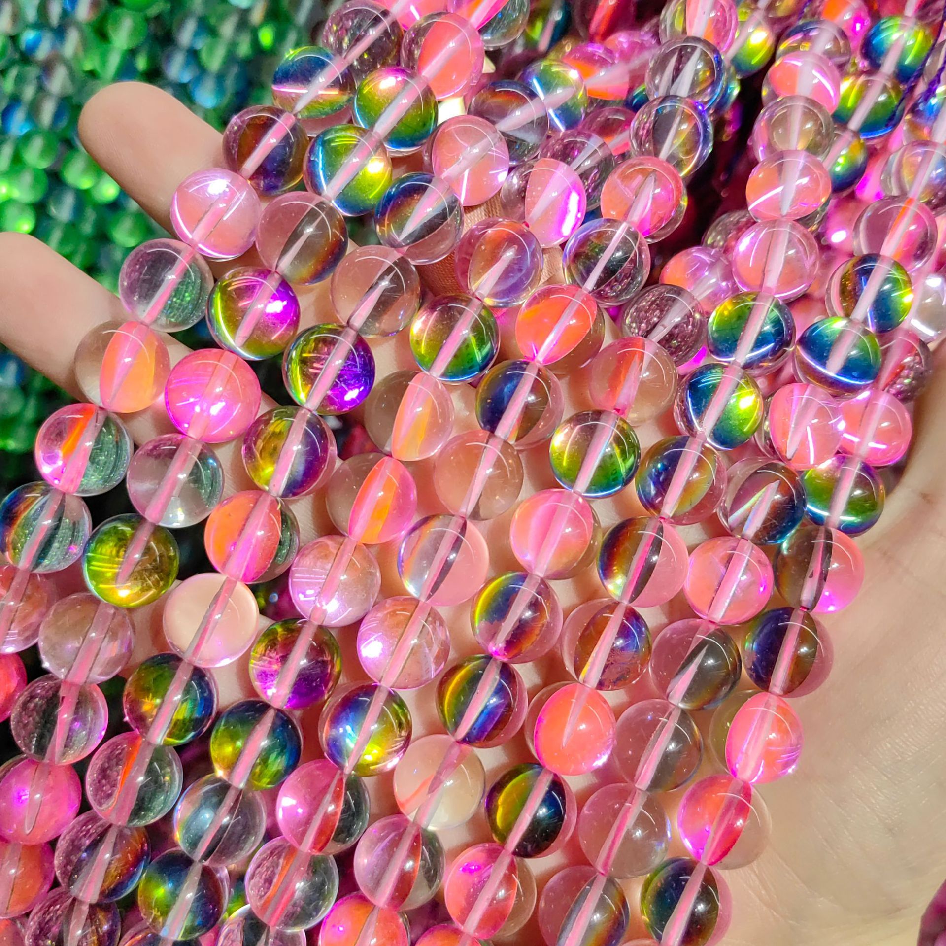 Vidrio sintético flash multicolor colorido cuentas redondas cuentas sueltas semiacabados DIY Piedra Natural accesorios de la joyería de cristal natural image 30