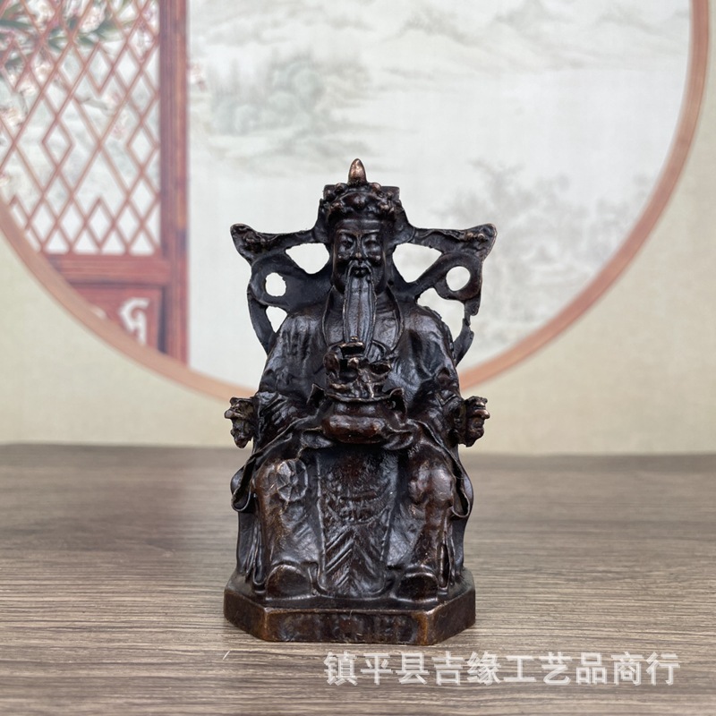 仿古合金做旧人物摆件家居装饰工艺品坐龙椅托宝人物摆件