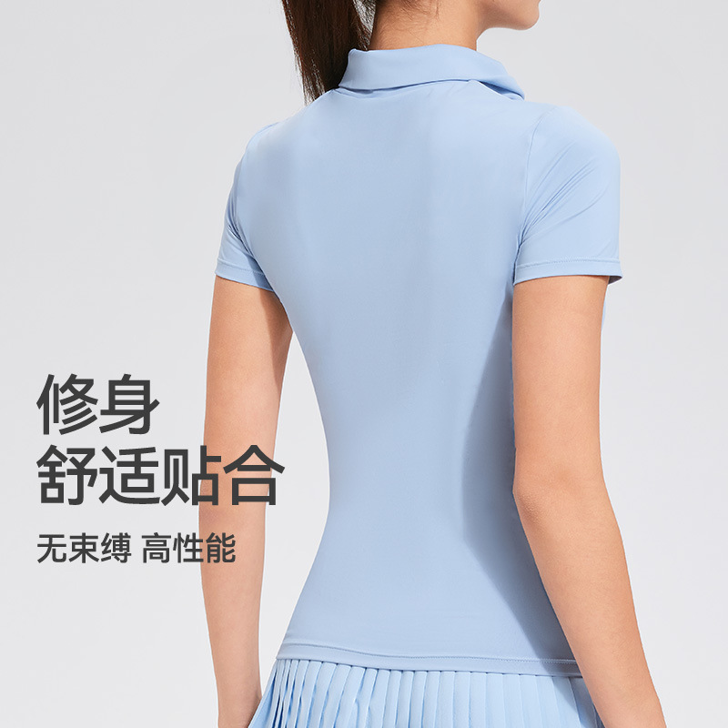 Waddney camiseta de mangas cortas, camiseta deportiva de mujer, chaqueta de golf delgada, cuello de arco delgado, ropa de tenis de secado rápido