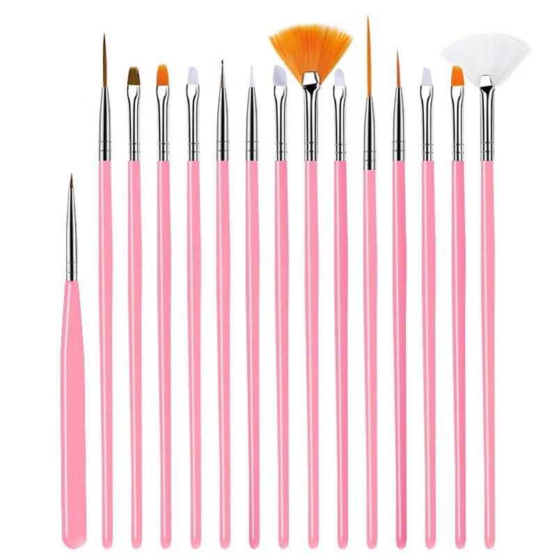 Juego de Pinceles para Manicura y Fototerapia de Acrílico Multifuncionales con Mango Largo
