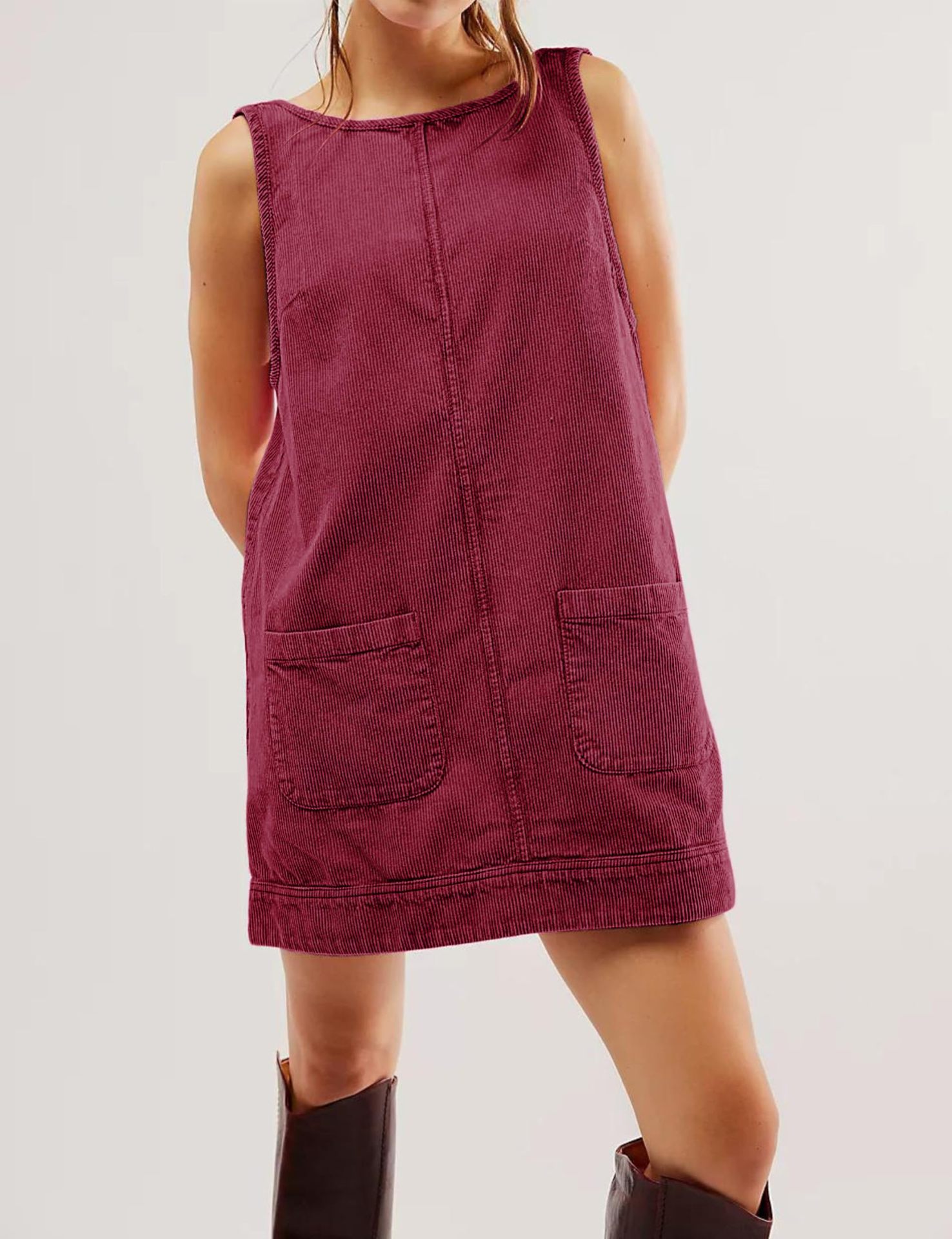 Women Autumn Winter Casual Corduroy Sleeveless Vest Y2K Dress