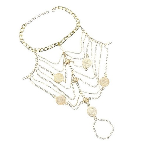 Exotic Retro Sexy Foot Fetish Fringe Ankle Chain for Women Metal Chain Ankle Strap with Courtyard Style Foot Ring