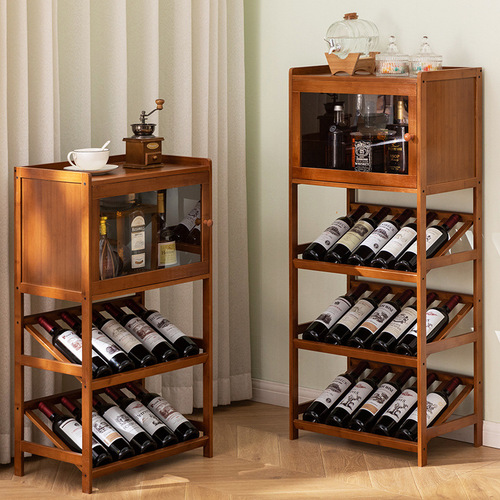 Red wine rack storage rack household small wine cabinet wine grid bar display rack for wine decoration simple solid wood against the wall