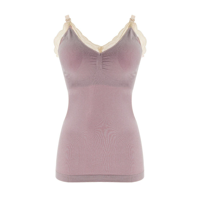 Long elastic top with cups for breastfeeding, postpartum lace bra for pregnant, silk body-friendly underwear, plus size
