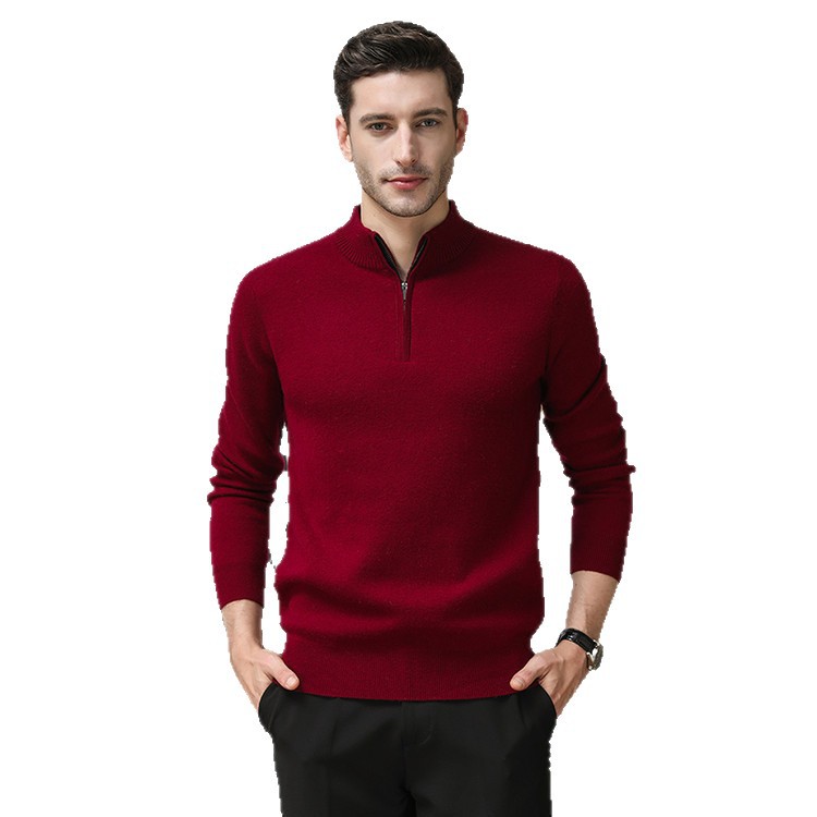 Suéter de hombre simple pullover cremallera de moda casual base de comercio exterior popular suéter de invierno de otoño de manga larga