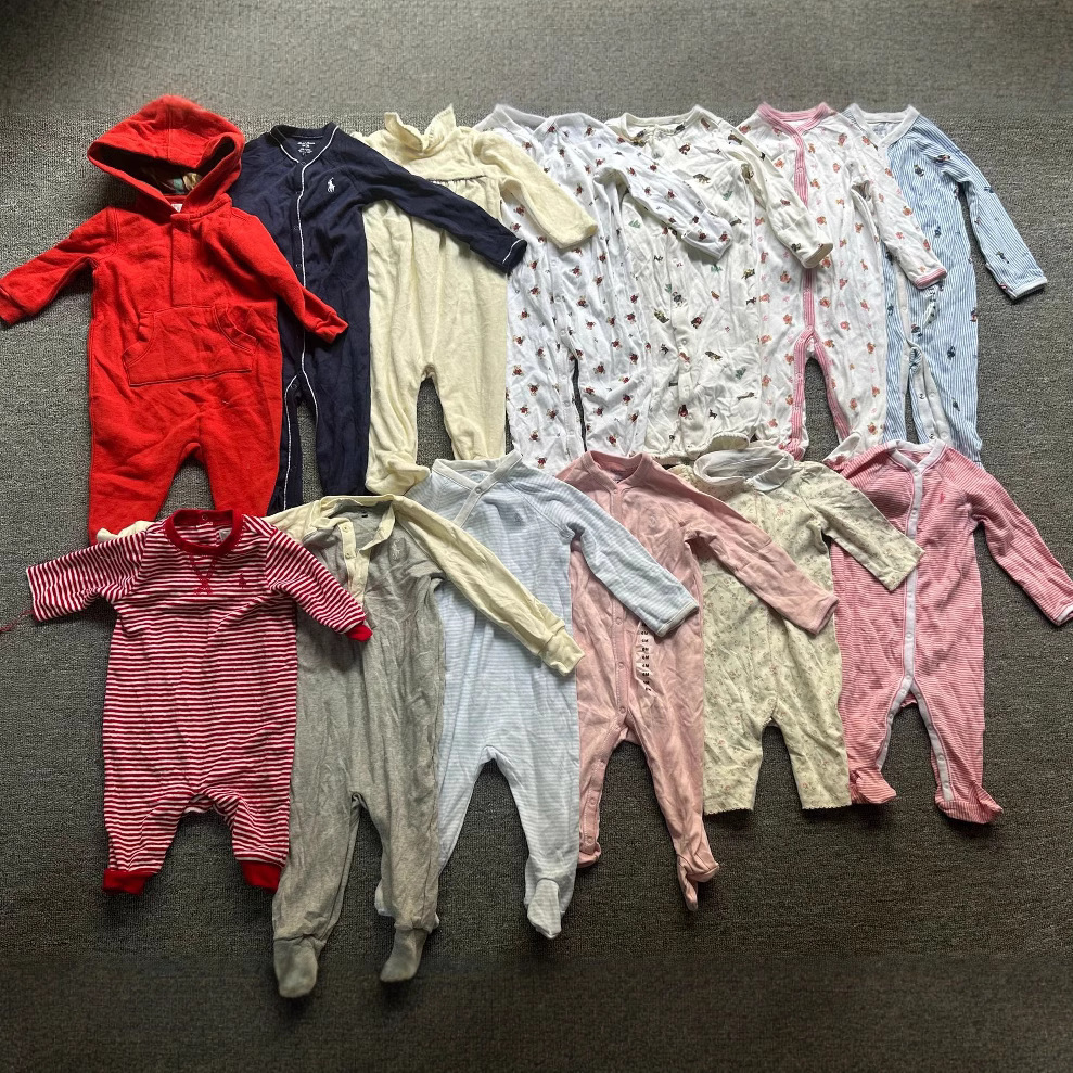 RL家新生婴儿宝宝长袖连体衣春秋款纯棉包脚哈衣爬服外单童装