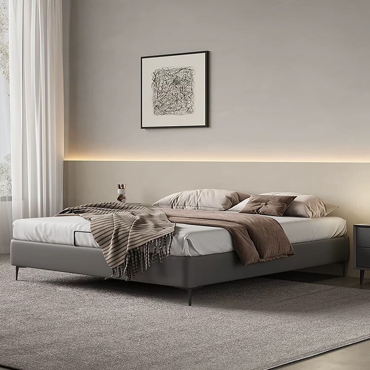 Wabi-Sabi Style Bed Frame Without Bedside Minimalist Frame Bed Tatami Bed Space-Saving Edge-To-Edge Bed Simple Box Bed