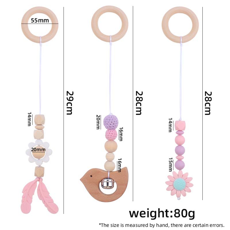 Nuevo bebé suministros Flor de dibujos animados silicona mordedor creativo DIY pájaro mordedor gran campana sonando conjunto de tres piezas