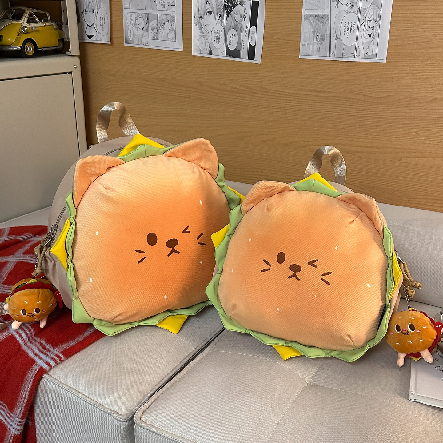 Mochila de estilo de hamburguesa encantadora de dibujos animados, mochila de escuela secundaria de gran capacidad, 2026 nueva moda de mochila de viaje de mujer
