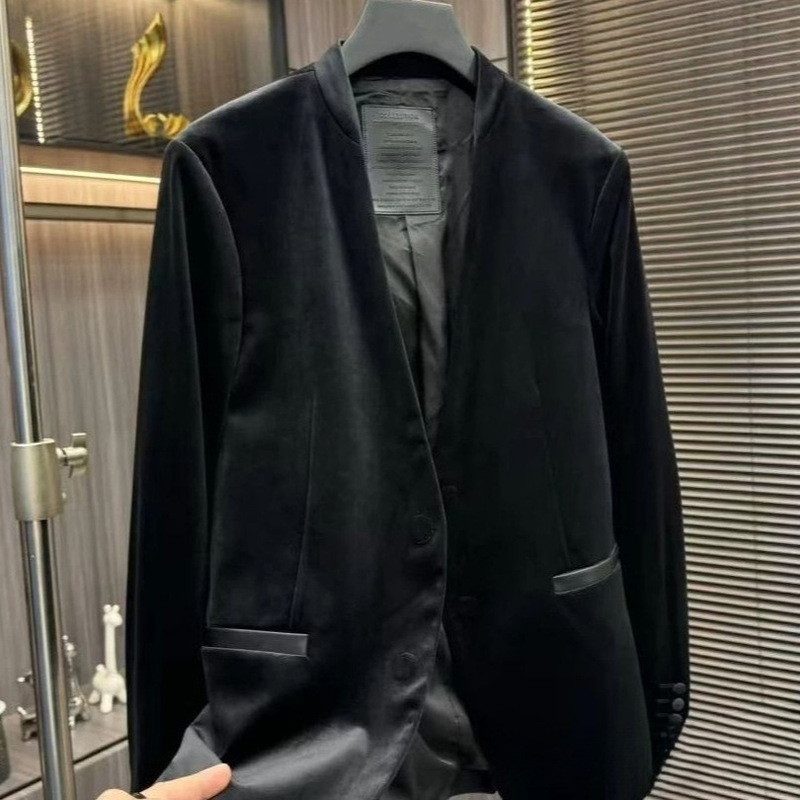 Autumn Fashion Casual New Men's Business Slim Suit Gold Velvet Stylish Versatile Blazer Jacket