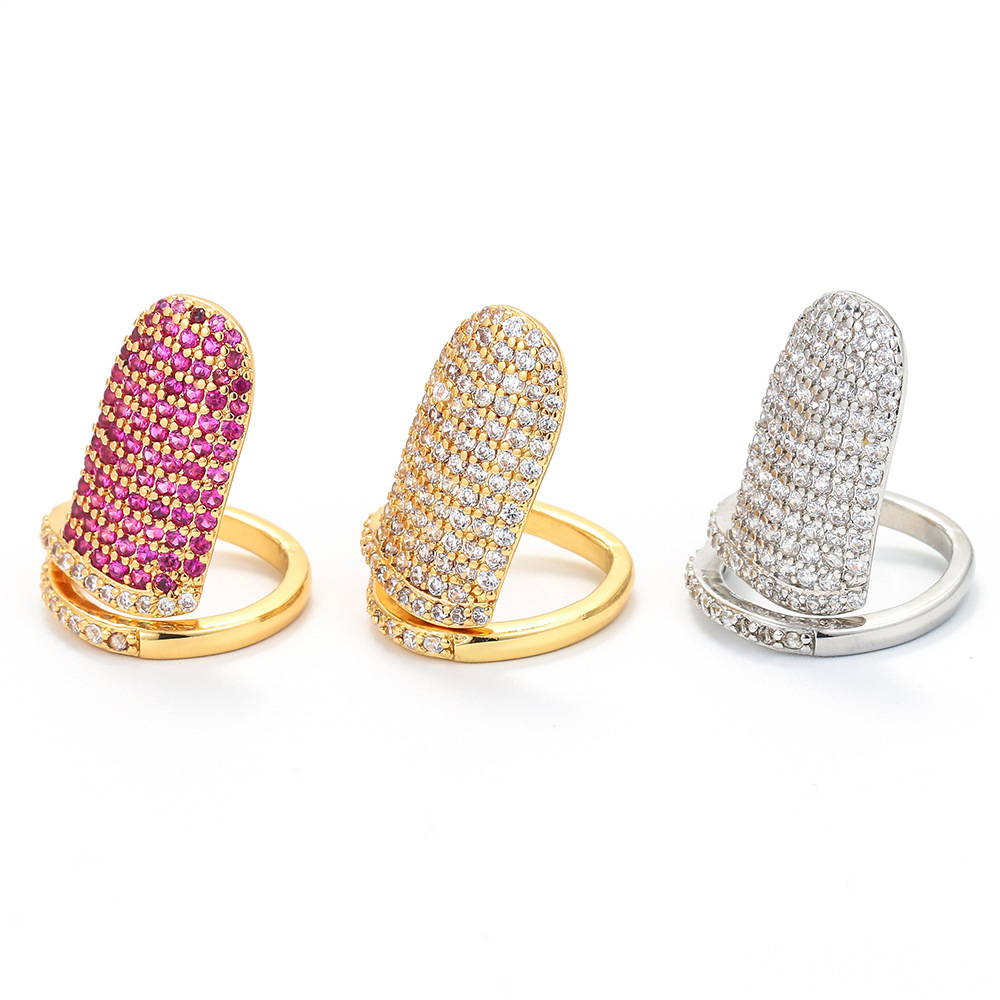 3g Weight Zircon Inlay Material Wholesale Jewelry Simple Nail Shape Copper Micro-inlaid Zircon Ring Nihaojewelry