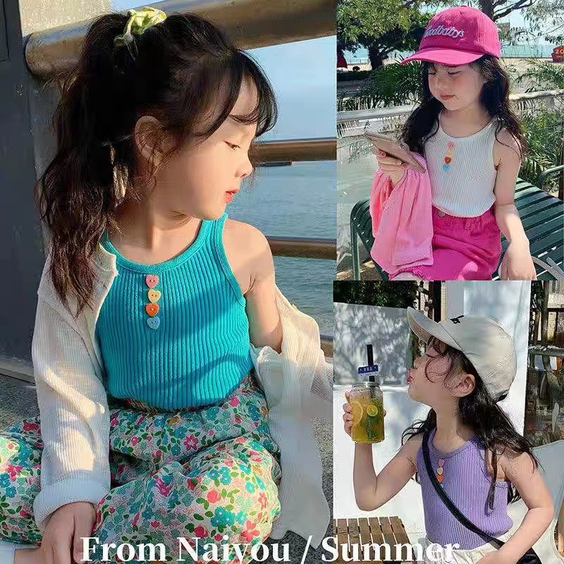 Flat headed brother girl Internal lap vest Spring and summer new pattern baby Sleeveless Primer jacket Solid Versatile children camisole