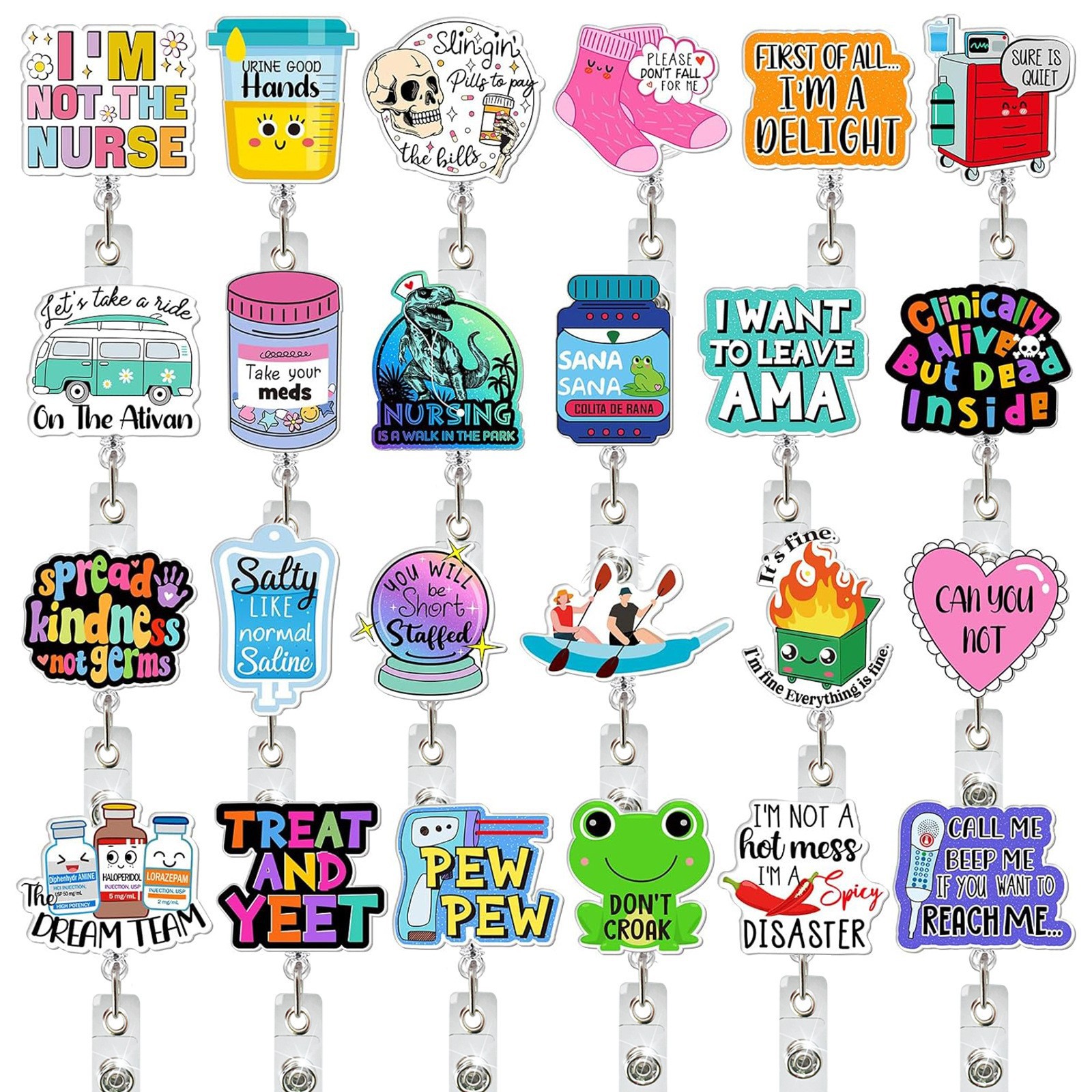 Acrylic Medicine Bottle Frog Ambulance Medical Easy-Pull Buckle Student Id Retractable Badge Reel Rotating Easy-Pull