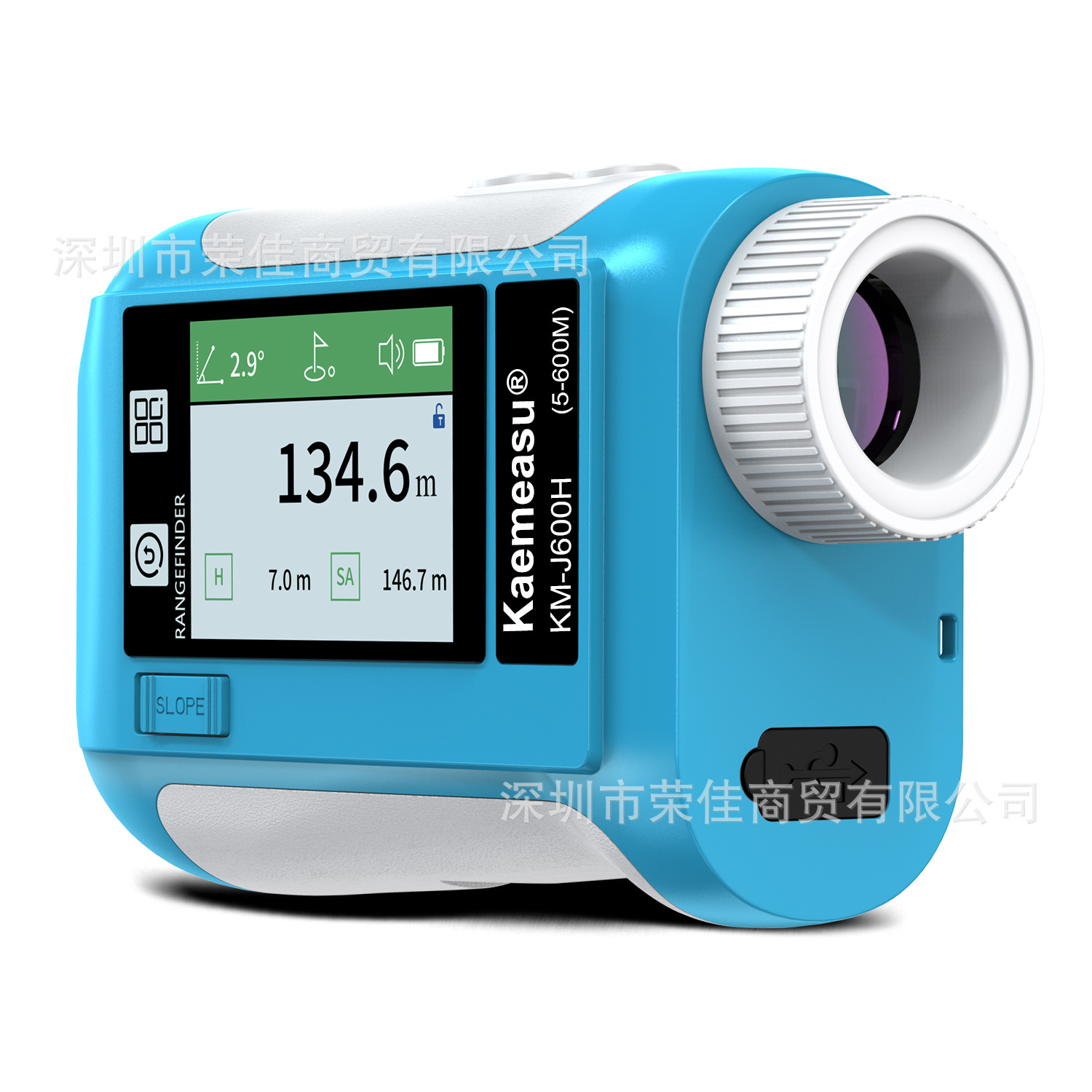 厂家直销 充电款侧面屏高尔夫激光测距仪 智能语音播报带坡度开关