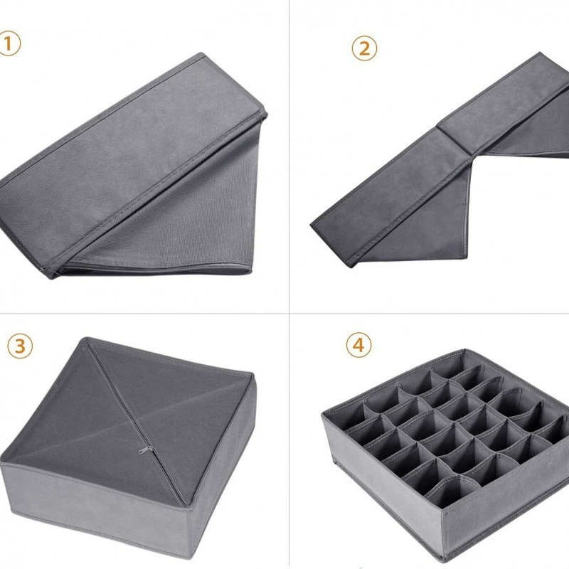 Домашний органайзер для хранения носков и нижнего белья, большой вместимости, с перегородками, ящик для хранения нижнего белья из ткани, Amazon