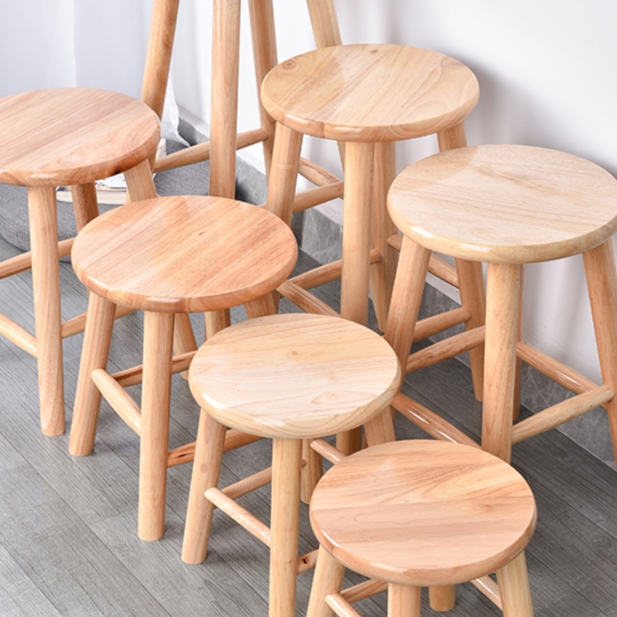 Small Stool, Round Stool, Solid Wood Household Log Low Stool, Small Wooden Bench, Log Stool, Children's Shoe Changing Stool, Laundry H^