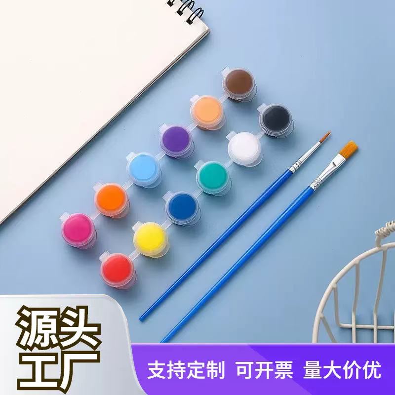 Manufacturer Supplies Children's Acrylic Paint 12 Colors 6-Pack Student Art Painting Coloring Plaster Doll Paint Strips