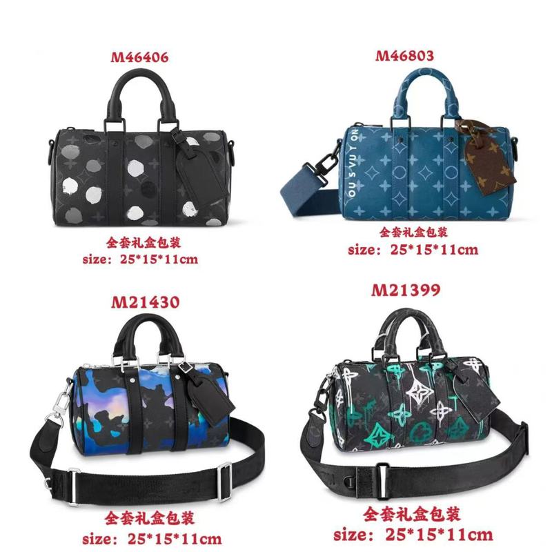 新款keepall-25cm枕头包压花单肩包滚筒包圆筒包时尚斜挎包情侣包|undefined