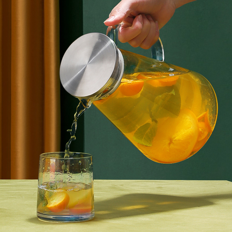 冷水壺玻璃水壺耐高溫家用涼白開水杯套裝泡茶壺扎壺大容量涼水壺