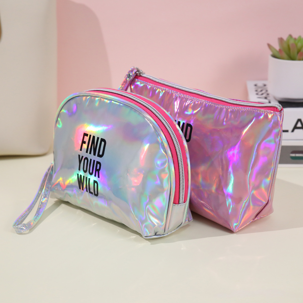 Spot bolsa de cosméticos láser de PU a prueba de agua bolsa de almacenamiento de lavado de viaje portátil bolsa de regalo de colores al por mayor