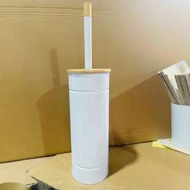 落地卫生间厕所清洁刷可换头耐用不锈钢竹盖马桶刷长柄带底座