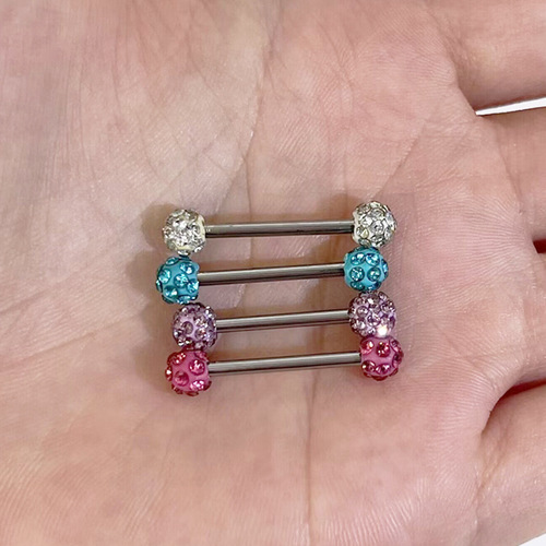 European and American stainless steel diamond-encrusted tongue nails, tongue rings, nipple nails, ear bone nails, nose nails, body piercing jewelry, cross-border piercing