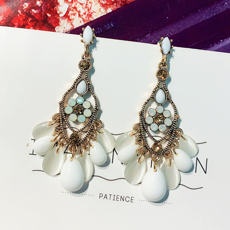 Pendientes de perla de diamantes con aguja de plata de súper hada, pendientes de borla de flores, pendientes de moda francesa, pendientes de nicho para mujer, lujo ligero, sentido de alta gama