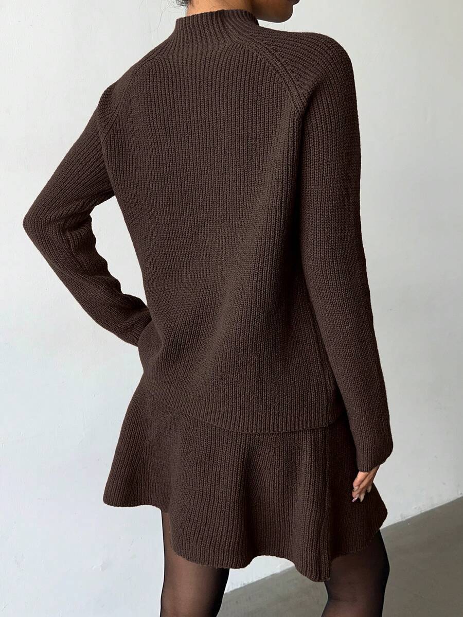 Dames set met gestructureerde top en gebreide short casual_voghion.com